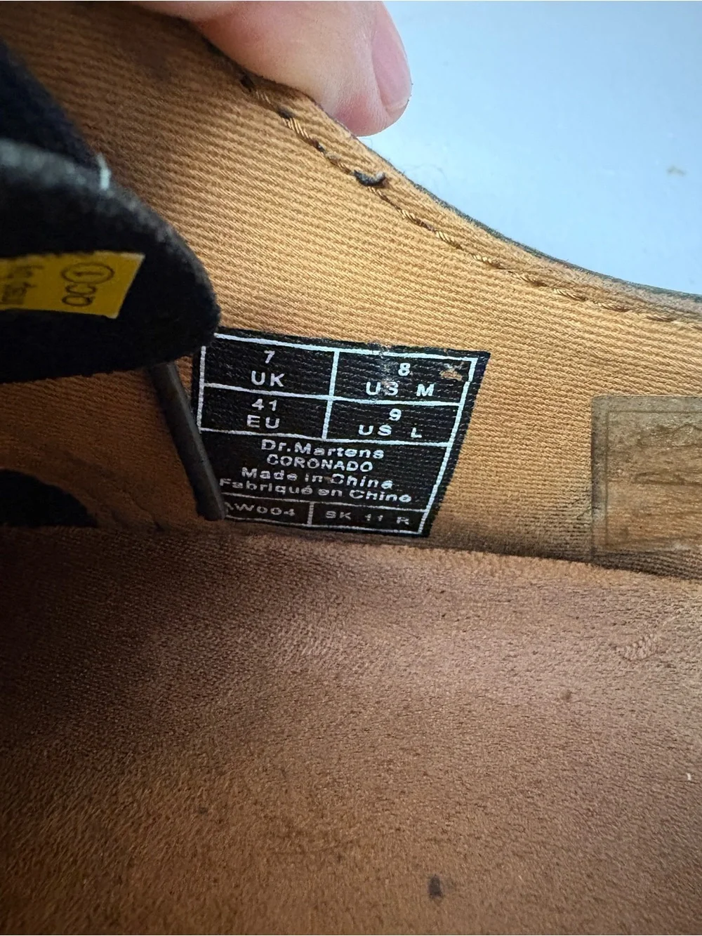 Dr. Martens Black Leather Derby Shoes with Yellow Stitching